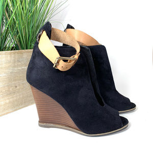 Zigi Soho Women's Black Peep Toe Wedge Bootie Sz 7